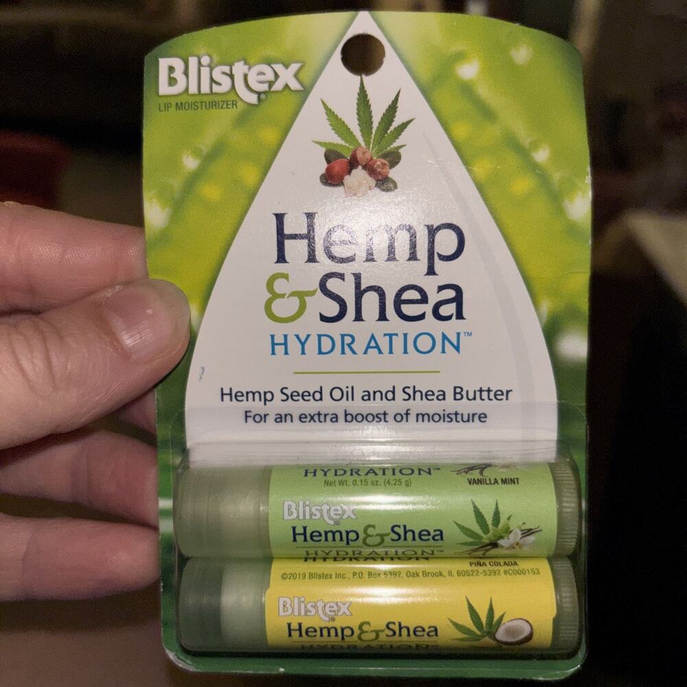 New Hemp & Shea Hydration Lip Balm Moisturizing 2 pack for Dry Lips